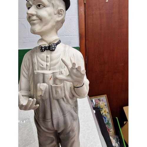 216 - Pair of vintage 44 cm tall composite Laurel & Hardy figures, both with fingers missing