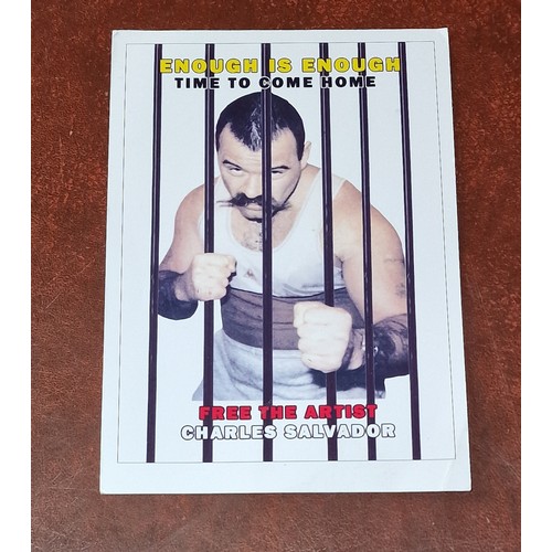 228 - Very rare 15 x 10.5 cm gloss Charles Salvador/Charles Bronson original artwork postcard print with h... 