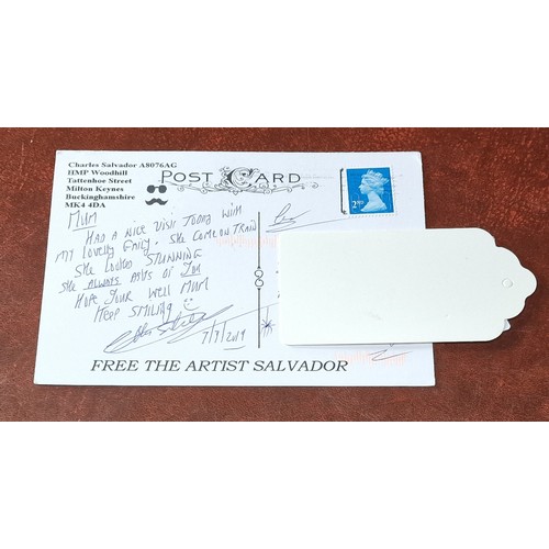 228 - Very rare 15 x 10.5 cm gloss Charles Salvador/Charles Bronson original artwork postcard print with h... 