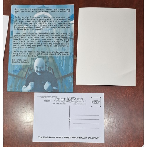 230 - Rare Charles Salvador/Charles Bronson marker pen signed 14 x 20 cm 'Free Charles Salvador' leaflet, ... 