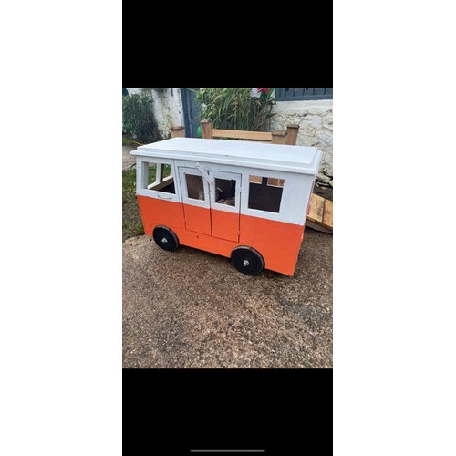 231A - Shed art/bespoke wooden childs sit in VW Camper with moving wheels etc