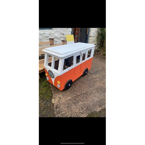 231A - Shed art/bespoke wooden childs sit in VW Camper with moving wheels etc