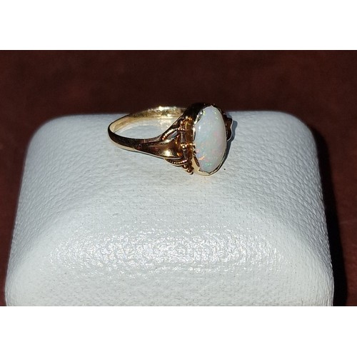 388 - 585 stamped 14 ct. yellow gold moonstone cabochon dress ring size N - 2 gm.