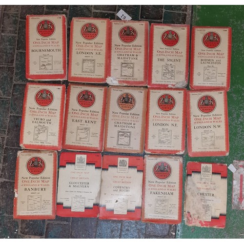 9 - Bundle of assorted vintage 1940/50’s Ordnance Survey one inch maps