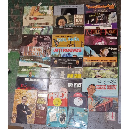 64 - Male solo artist (many country) bundle of 47 x vinyl albums and 4 x vinyl singles in varying average... 