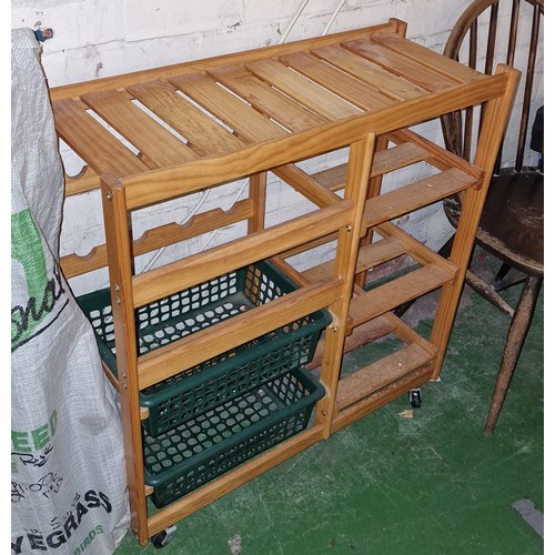 76 - 77 x 32 x 79 cm light wood portable kitchen storage station