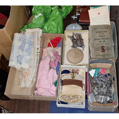 133 - 3 x old boxes of assorted sewing machine and needlework miscellaneous