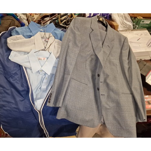 140 - Vintage St Michaels gents suit, 44 chest and 38 waist with 2 x St Michaels and 1 x M&S shirts