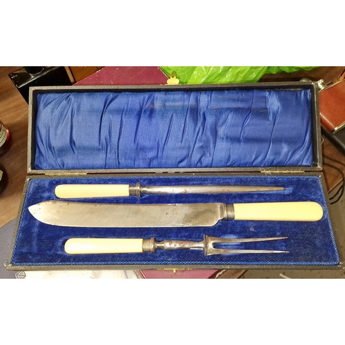 163 - Cased vintage Thomas Turner & Co 3-piece carving set