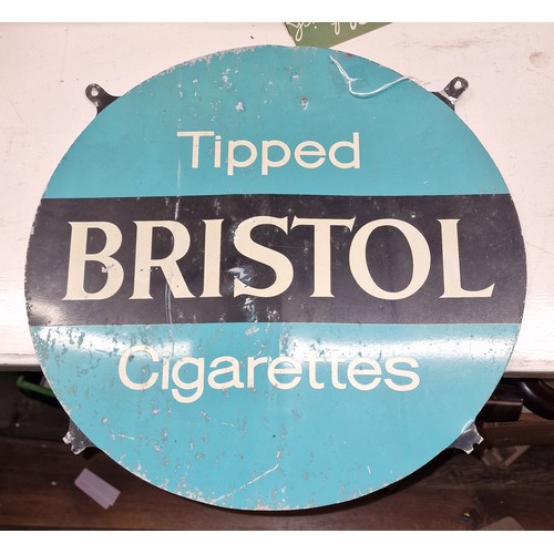 90 - 44 cm diameter vintage genuine metal tipped Bristol cigarettes shop sign