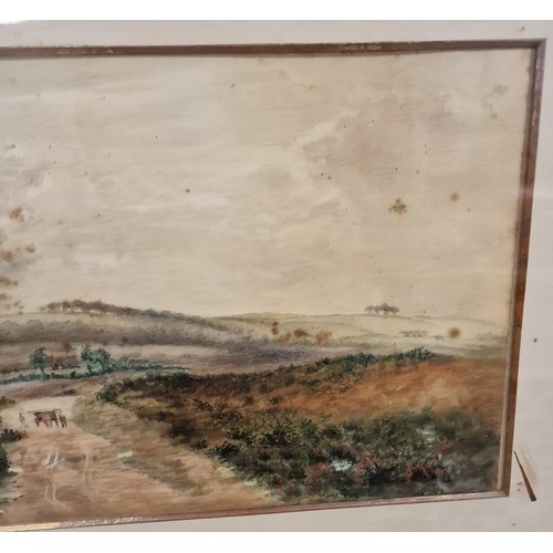 130 - 62 x 47.5 cm thick gold framed water colour rural scene painting circa mid to late 19th century - no... 