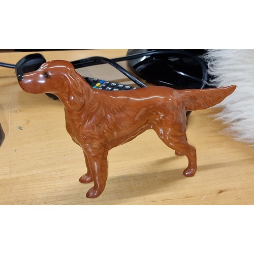 170 - 23 cm long and 19 cm tall Melba Ware red setter dog figure & 21 cm long and 14.5 cm tall Sugar of We... 