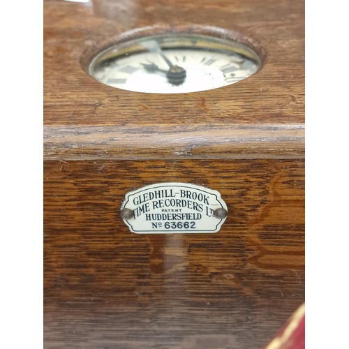 176 - Gledhill-Brook oak cased tabletop time recorder