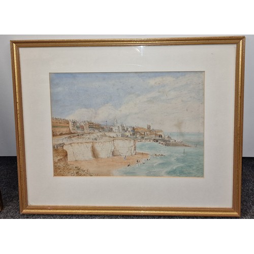 223 - 51 x 42 cm framed and mounted water colour painting of Broadstairs Kent - No visible ID