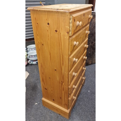 136 - 58.5 x 36 x 109 cm pine slimline 6 drawer chest