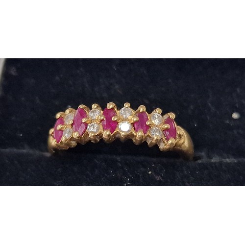 207 - 18 ct gold eternity ring set with diamonds and rubies size N 1/2 - 3.18 gm