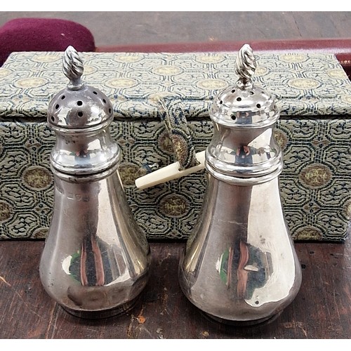 203 - Pair of Chester hallmarked silver salt/pepper pots