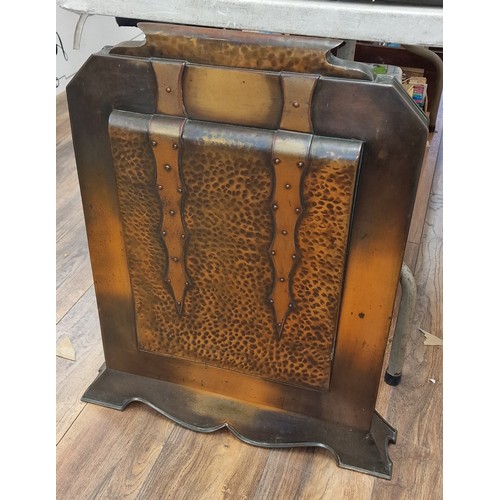 232 - Art Deco copper fire screen etched on base J. Aldhaus 1925