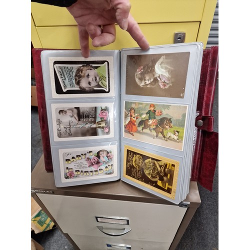 87 - Folder containing 150+ early 1900's postcards, some later advertising, film and celebrity postcards ... 