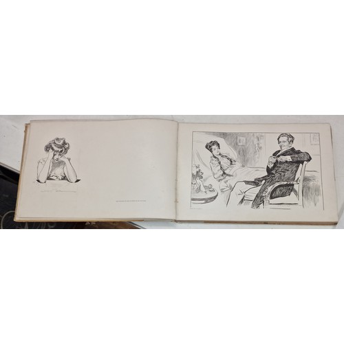 17 - 44.5 x 29.5 cm large 1901 A Widow and her friends cartoon drawing book by C.D. Gibson