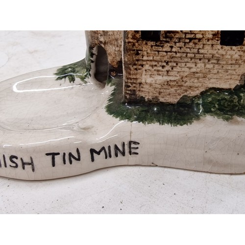 25 - Rare early 1900's ceramic Cornish Tin Mine ashtray - couple of chips and age crack