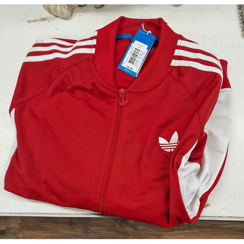 286 - New and still tagged retro style red and white Adidas track suit top size L