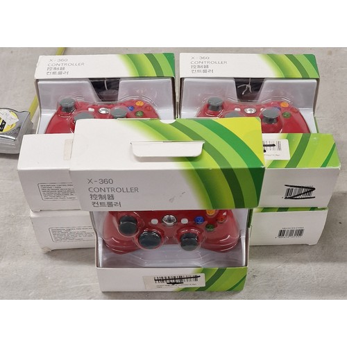 304 - 5 x boxed and unused X-360 gaming controllers