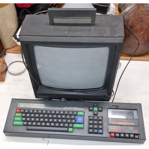 287 - Amstrad CPC 464 vintage PC and CTM 640 colour monitor with plug removed - believed working but offer... 