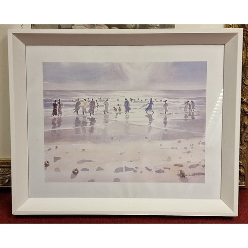 228 - 55 x 46 cm framed beach scene print after original Lucy Willis, water colour painting