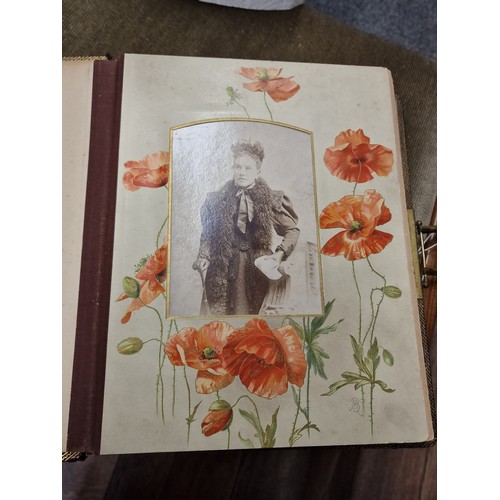 18 - 19th century Art Nouveau gold leaf photograph album with photographs