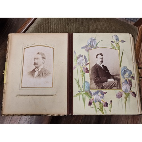 18 - 19th century Art Nouveau gold leaf photograph album with photographs