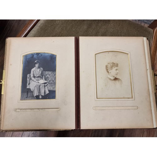 18 - 19th century Art Nouveau gold leaf photograph album with photographs