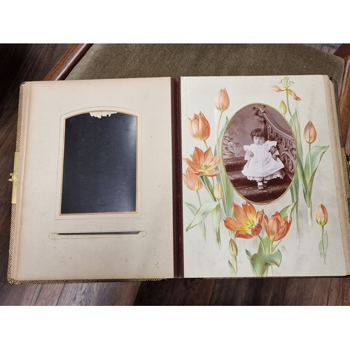 18 - 19th century Art Nouveau gold leaf photograph album with photographs