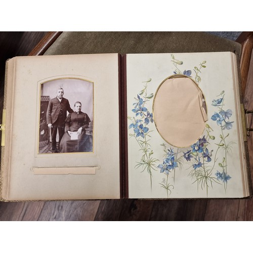 18 - 19th century Art Nouveau gold leaf photograph album with photographs