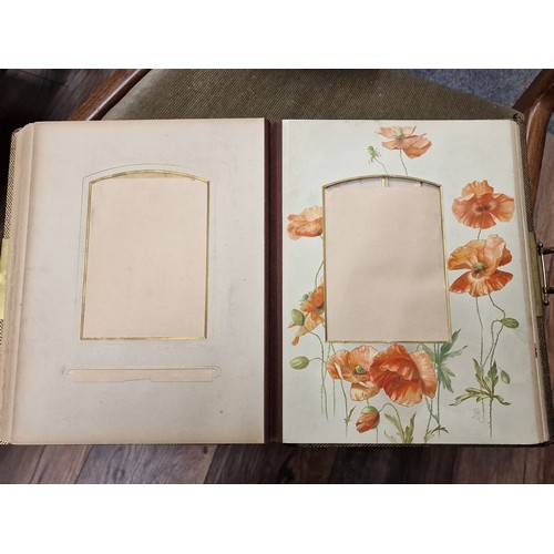 18 - 19th century Art Nouveau gold leaf photograph album with photographs