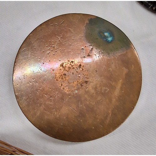 148 - 9.5 cm diameter antique Japanese hand held bronze mirror - some age related tarnish