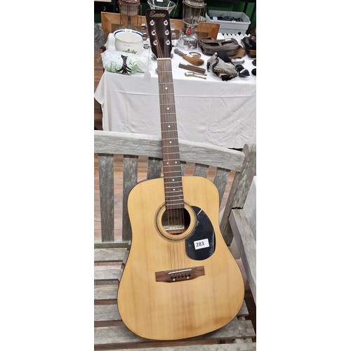 283 - Encore model W255 full size acoustic guitar, as new and tuned