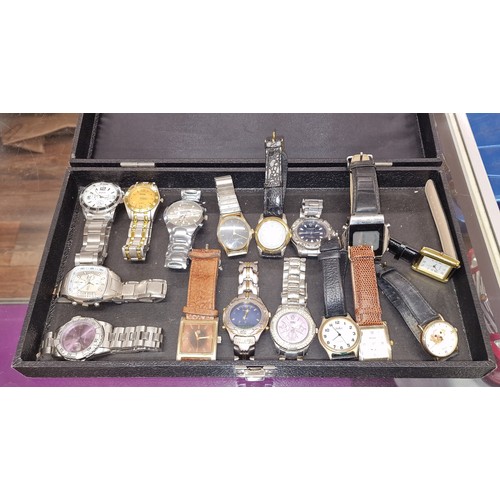 31 - Good box of assorted wristwatches, mostly quartz with new batteries and working