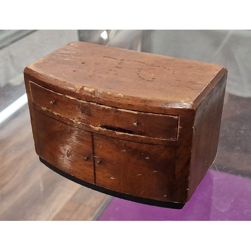 176 - Approximately 15 x 9 x 10 cm old wooden  chest of drawer shaped money saving box