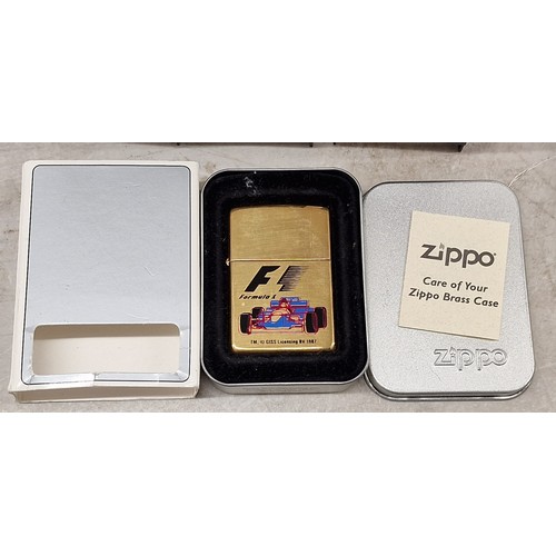 459 - Zippo genuine Formula One logo and car grand prix souvenir lighter in tin