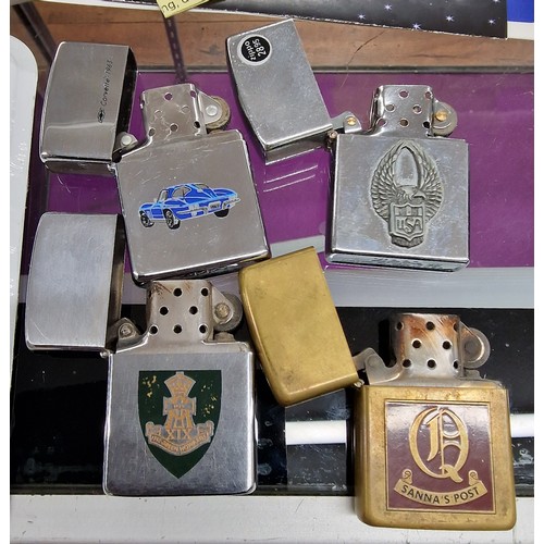 371 - 4 x assorted loose/unboxed Zippo lighters, new and bagged repro Zippo metal sign and bundle of assor... 