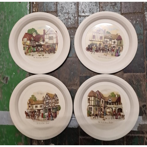 12 - Set of 4 x Hornsea Pottery old coach house 8.5”/21.5 cm diameter cabinet plates