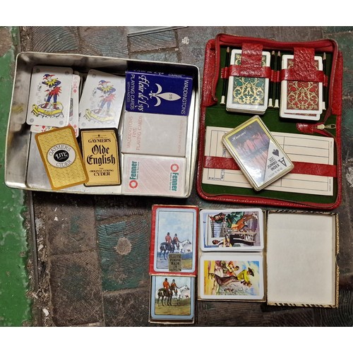 16 - Tin of assorted old playing cards and card sets