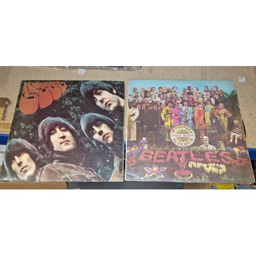 20 - The Beatles Rubber Soul and Sgt. Peppers vinyl albums in average condition