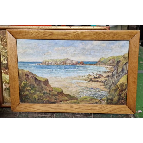 29 - Old 20 x 13” framed painting on board beach scene – no visible ID