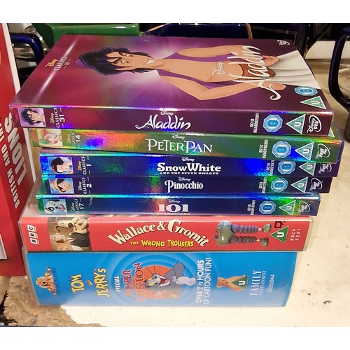 49 - 5 x Disney classics DVDs (4 still sealed) and Tom & Jerry & Wallace and Gromit VHS tapes