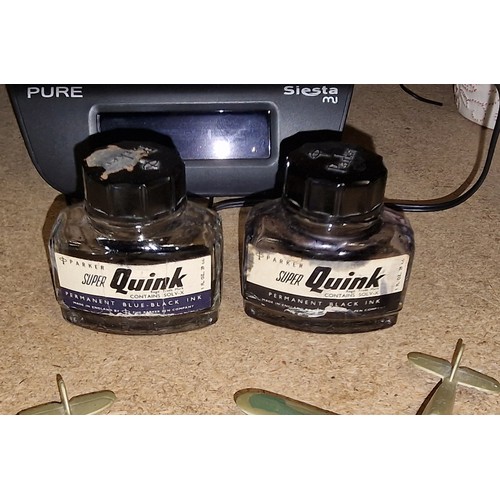 63 - 2 x vintage bottles of Parker super quink permanent inks – both with some still in