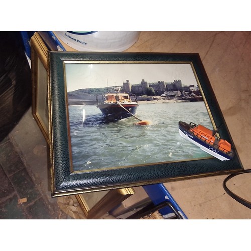 104 - 12 x 10” vintage colour photograph of lifeboat in Conway harbour and Lledo (made exclusively for Kim... 