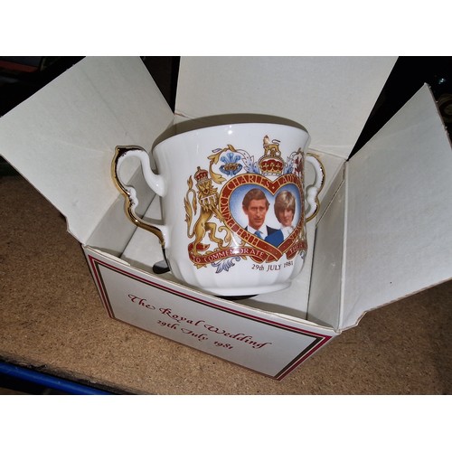 122 - Boxed and mint Elizabethan 1981 royal wedding commemorative fine bone china love cup