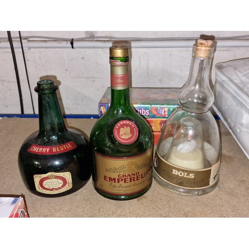 128 - Overwound Bols Ballerina and other over wound Cherry Bestle musical bottles & vintage empty 1960’s G... 